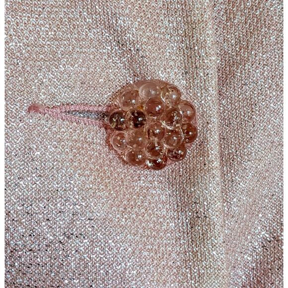 VTG 1960s Mod Pink Lamé Evening Jacket with "Confetti Lucite" Buttons, Sz 8/10 - Picture 4 of 11